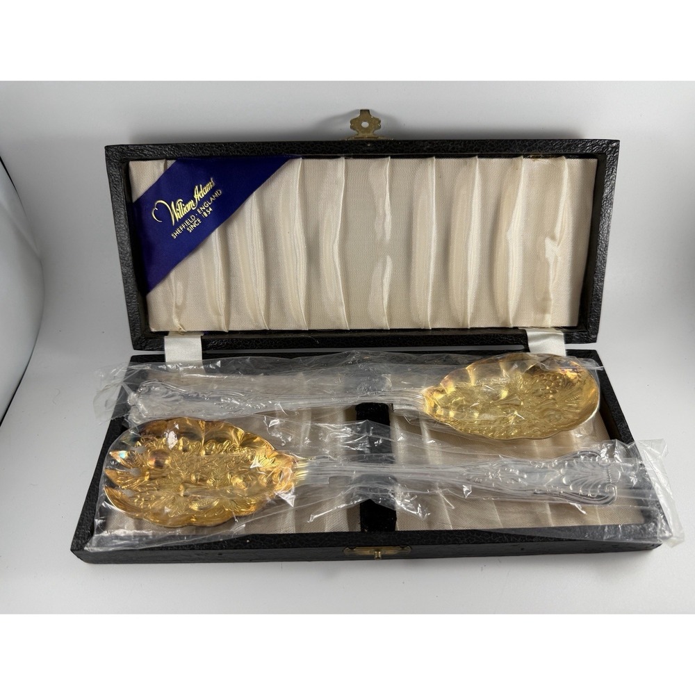 Vtg William Adams of Sheffield, England 2 Piece Serving Set w/Presentation Box